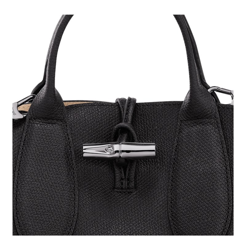 Longchamp Le Roseau S Handbag - Leather Siyah | 3508-HNCEU