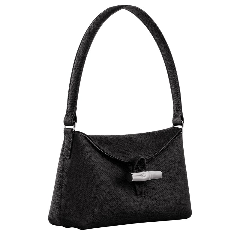 Longchamp Le Roseau S Hobo bag - Leather Siyah | 2756-JEKPU