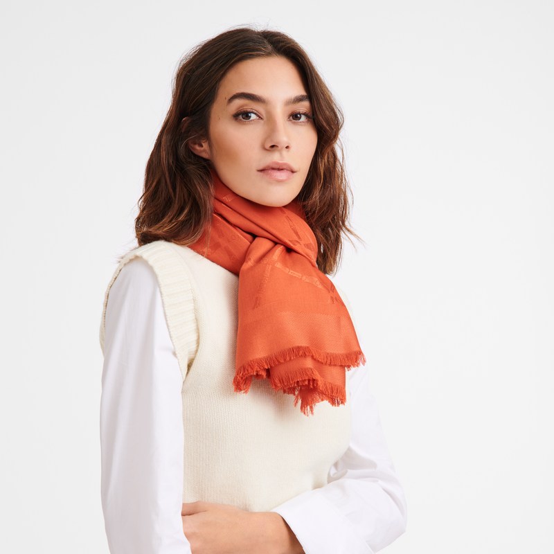 Longchamp Le Roseau Shawl - Silk Blend Paprika | 0579-DSVQE