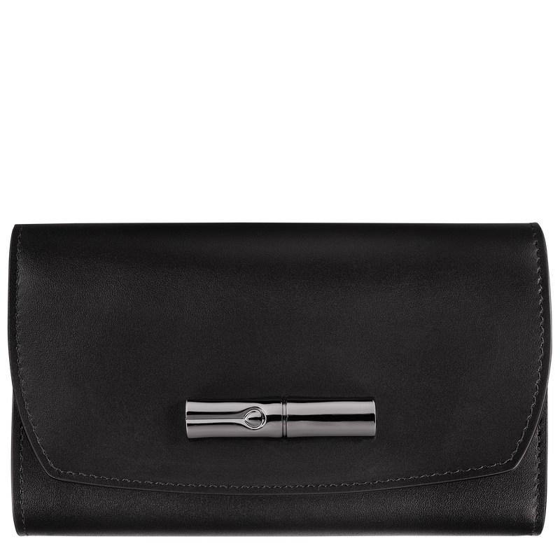 Longchamp Le Roseau Wallet - Leather Siyah | 6875-GJDMK