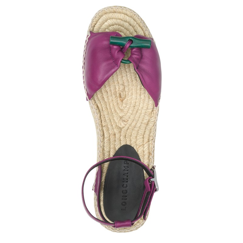 Longchamp Le Roseau Wedge espadrilles - Leather Violet | 1365-UQGFA