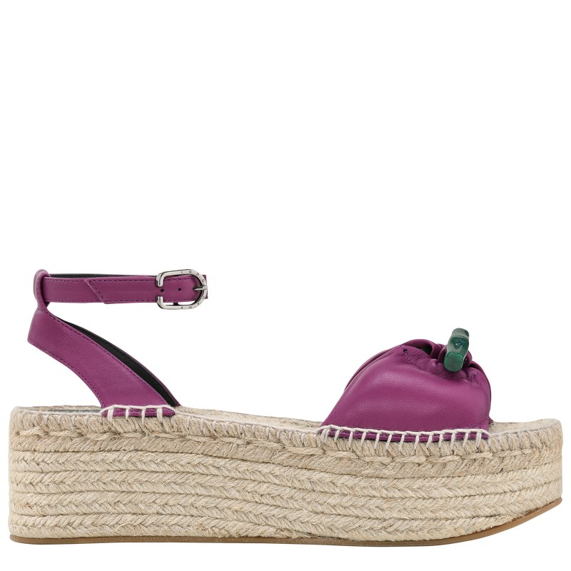 Longchamp Le Roseau Wedge espadrilles - Leather Violet | 1365-UQGFA