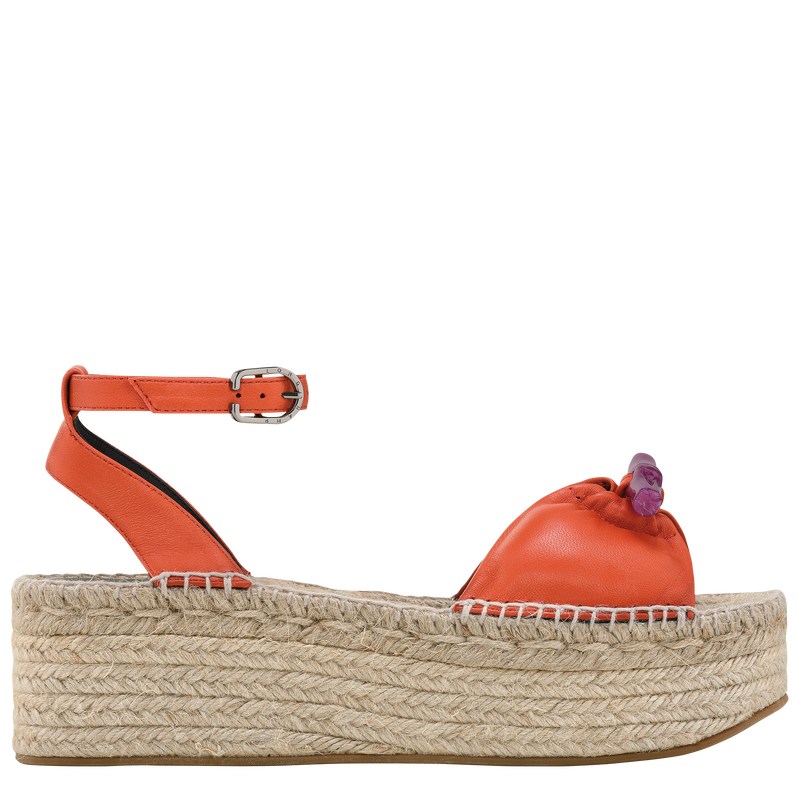 Longchamp Le Roseau Wedge espadrilles - Leather Sienna | 1768-YIWOX