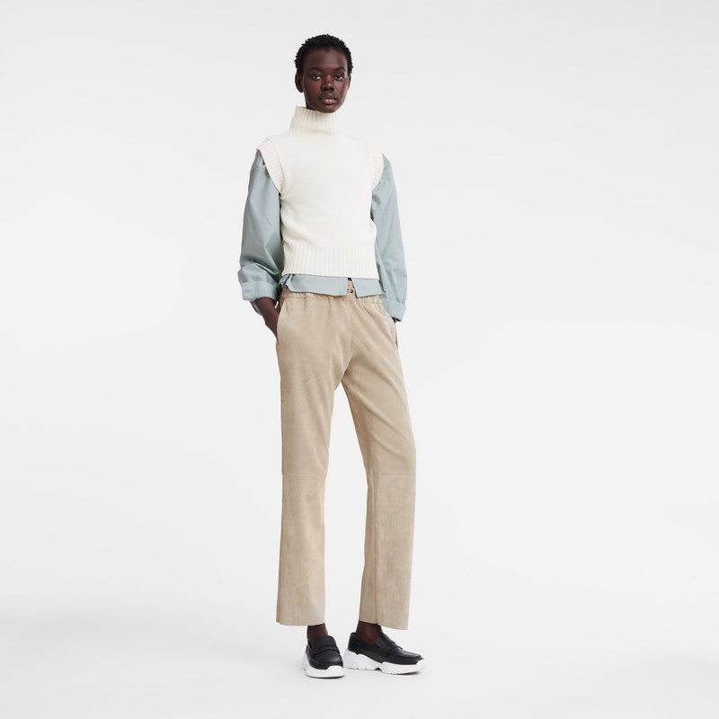 Longchamp Leather straight pants - Leather Linen | 7346-TCGIB