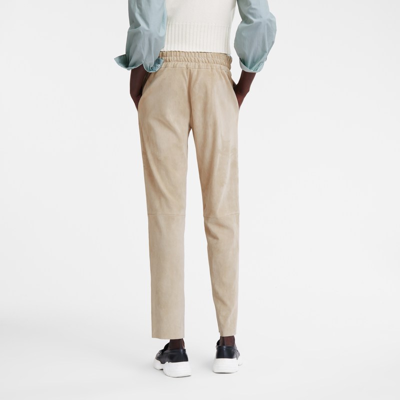 Longchamp Leather straight pants - Leather Linen | 7346-TCGIB