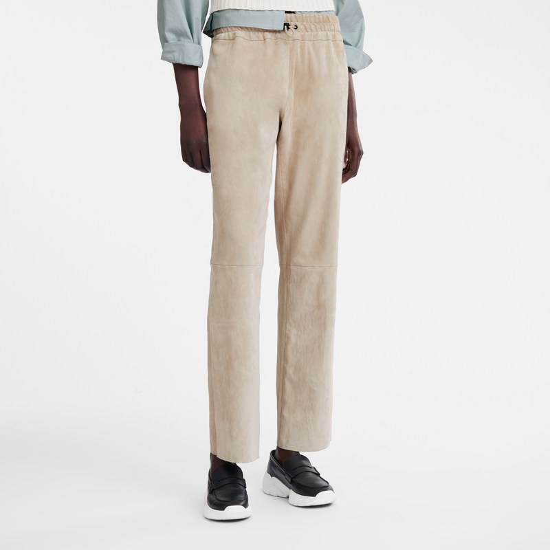 Longchamp Leather straight pants - Leather Linen | 7346-TCGIB