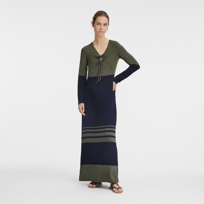 Longchamp Long dress - Jersey Navy/Khaki | 3527-DQMSR