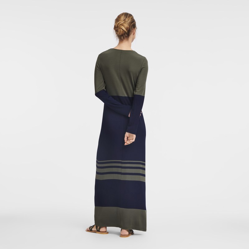 Longchamp Long dress - Jersey Navy/Khaki | 3527-DQMSR