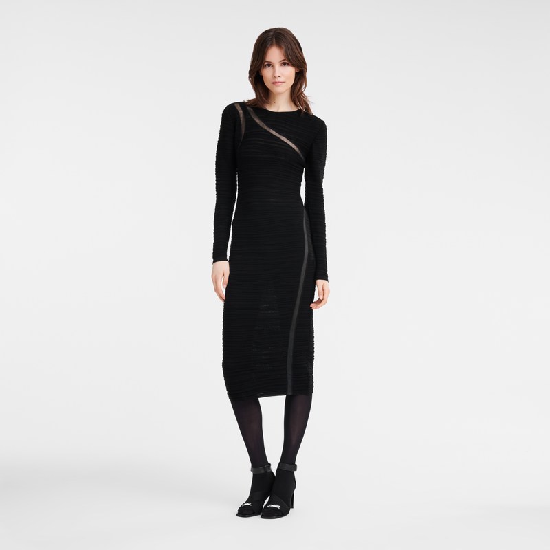 Longchamp Long dress - Knit Siyah | 4620-PJCSO