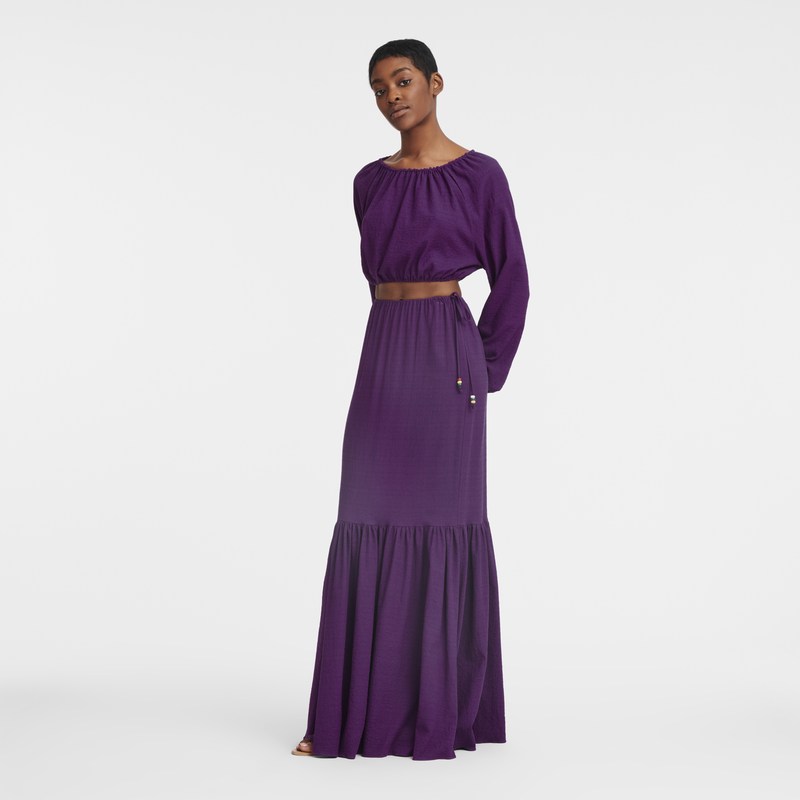 Longchamp Long skirt - Crepe Violet | 5421-IXOLG