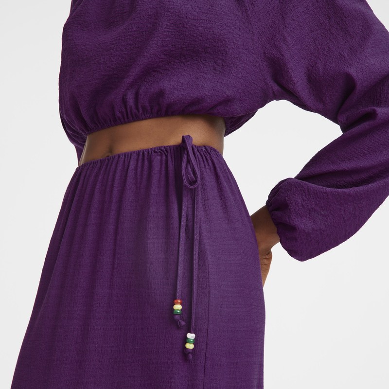 Longchamp Long skirt - Crepe Violet | 5421-IXOLG