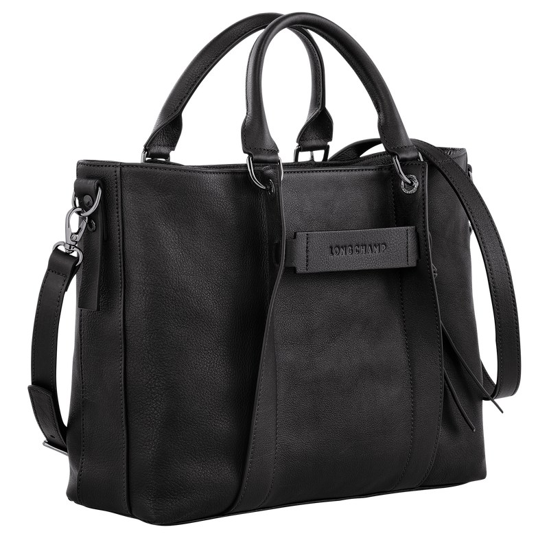 Longchamp Longchamp 3D L Handbag - Leather Siyah | 6381-EDOXB