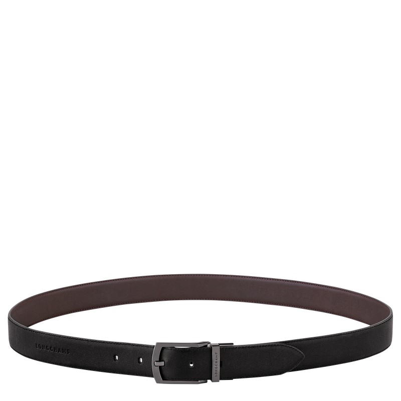 Longchamp Longchamp sur Seine Men\'s belt - Leather Black/Mocha | 5860-CMXID