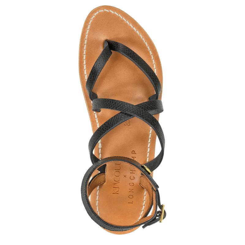 Longchamp Longchamp x K.Jacques Sandals - Leather Siyah | 4325-PVBSW