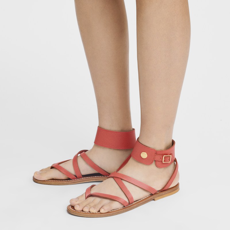 Longchamp Longchamp x K.Jacques Sandals - Leather Strawberry | 1864-CYOHQ