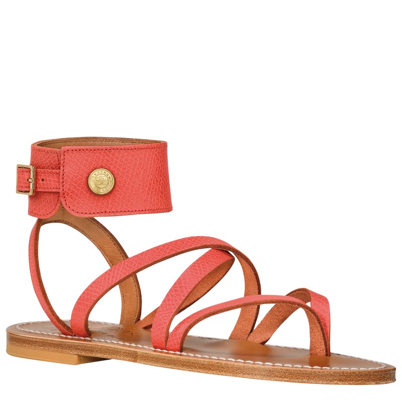 Longchamp Longchamp x K.Jacques Sandals - Leather Strawberry | 1864-CYOHQ