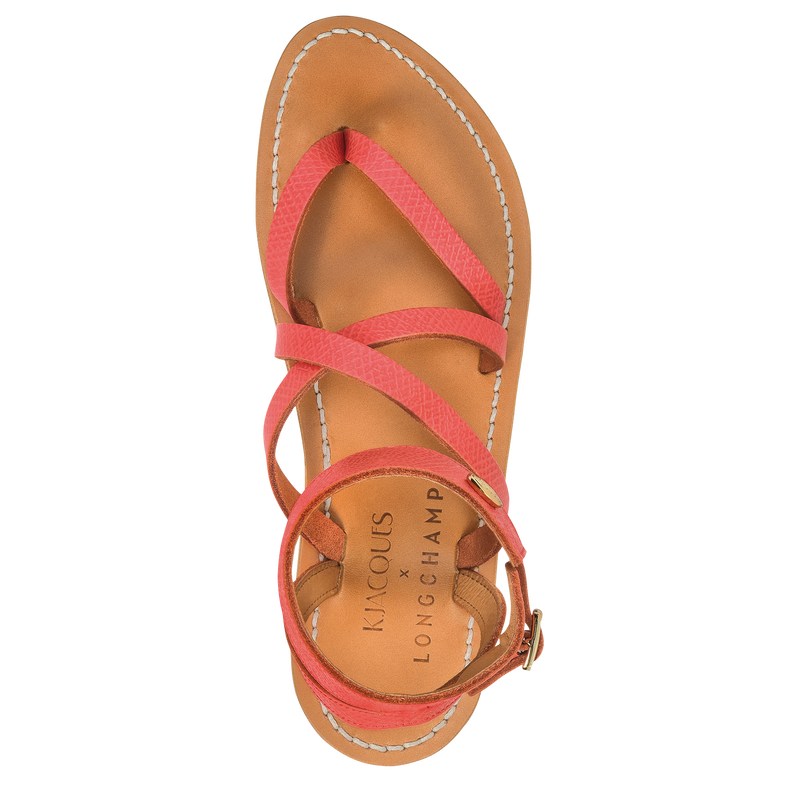 Longchamp Longchamp x K.Jacques Sandals - Leather Strawberry | 1864-CYOHQ