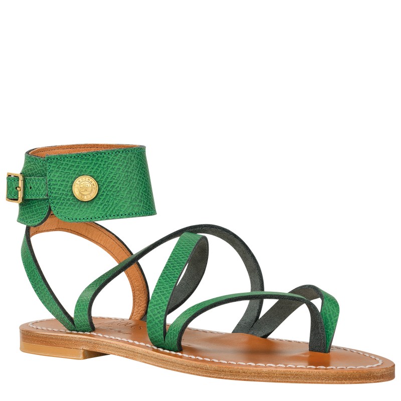 Longchamp Longchamp x K.Jacques Sandals - Leather Yeşil | 5421-FEKNQ