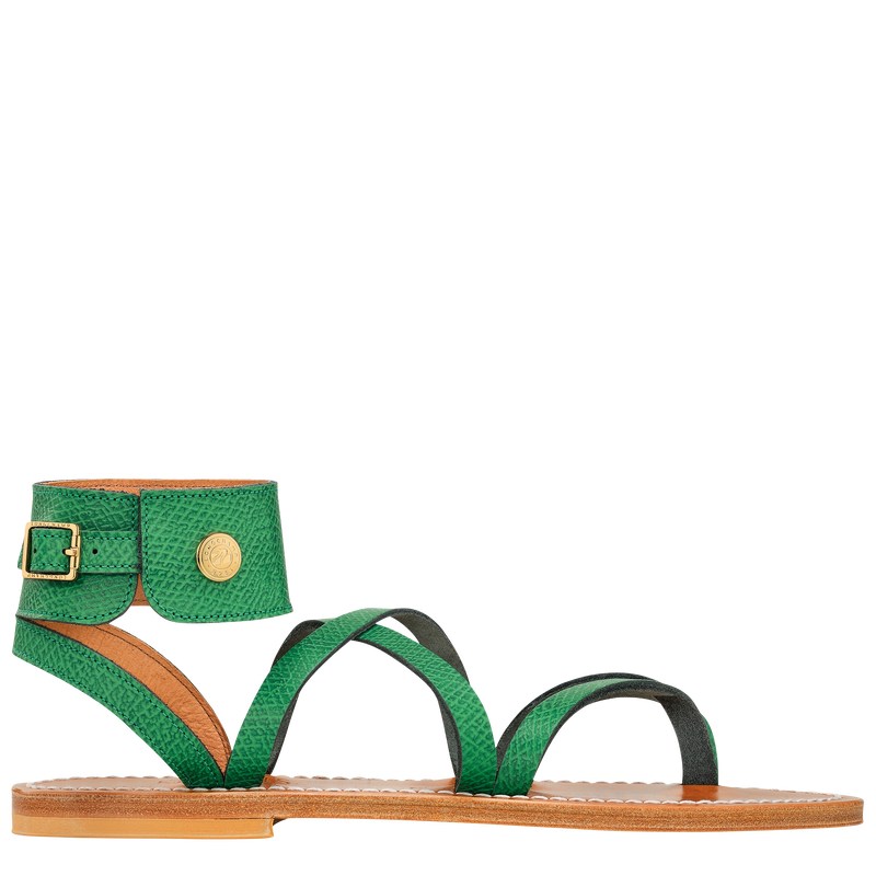 Longchamp Longchamp x K.Jacques Sandals - Leather Yeşil | 5421-FEKNQ