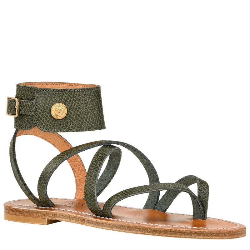 Longchamp Longchamp x K.Jacques Sandals - Leather Forest | 2489-BDKON