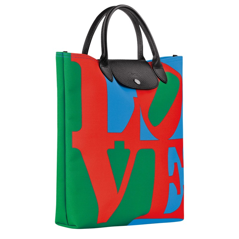 Longchamp Longchamp x Robert Indiana L Handbag - Canvas Red/Navy | 2086-VSNYL