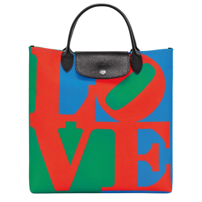 Longchamp Longchamp x Robert Indiana L Handbag - Canvas Red/Navy | 2086-VSNYL