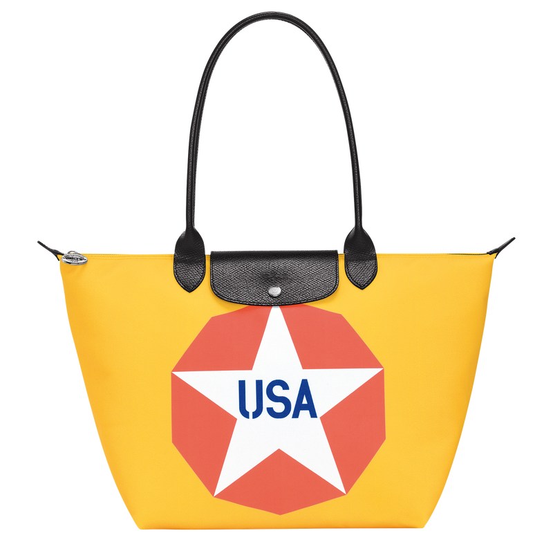 Longchamp Longchamp x Robert Indiana L Tote bag - Canvas Mavi | 9156-UDHQA