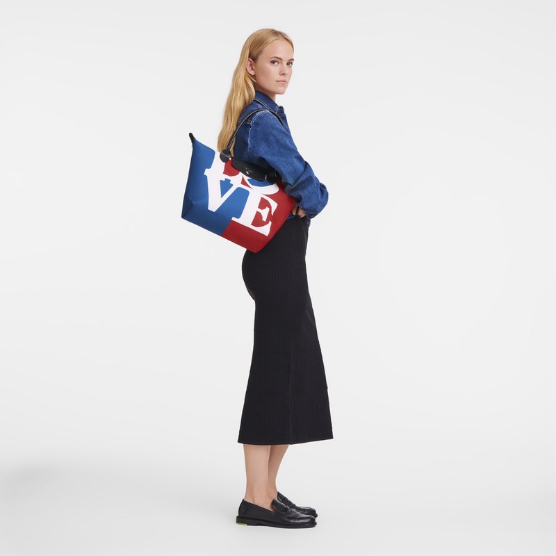 Longchamp Longchamp x Robert Indiana M Tote bag - Canvas Beyaz | 6083-BSEKN