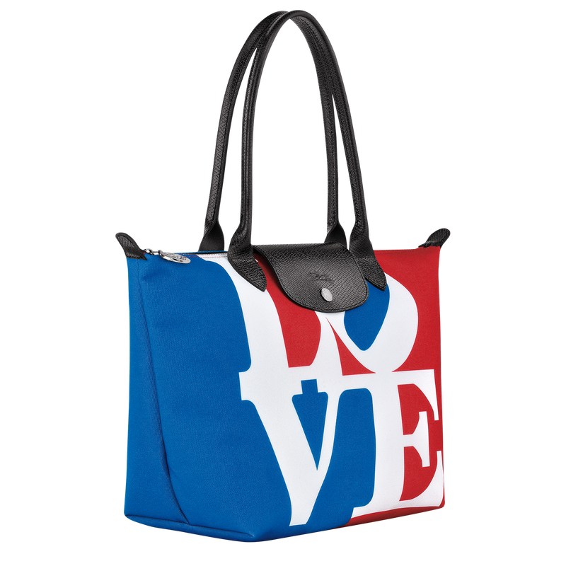 Longchamp Longchamp x Robert Indiana M Tote bag - Canvas Beyaz | 6083-BSEKN