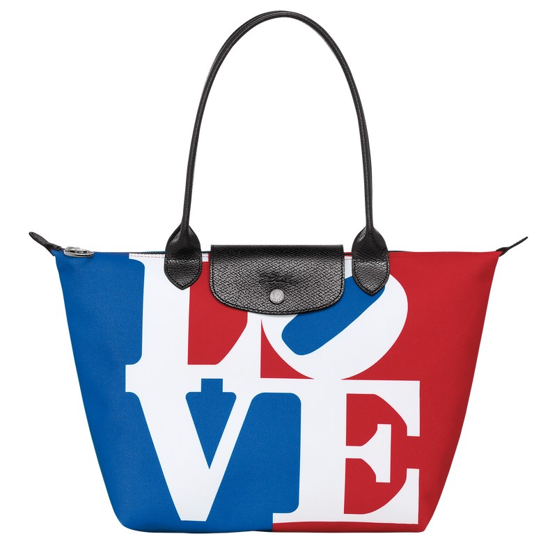 Longchamp Longchamp x Robert Indiana M Tote bag - Canvas Beyaz | 6083-BSEKN