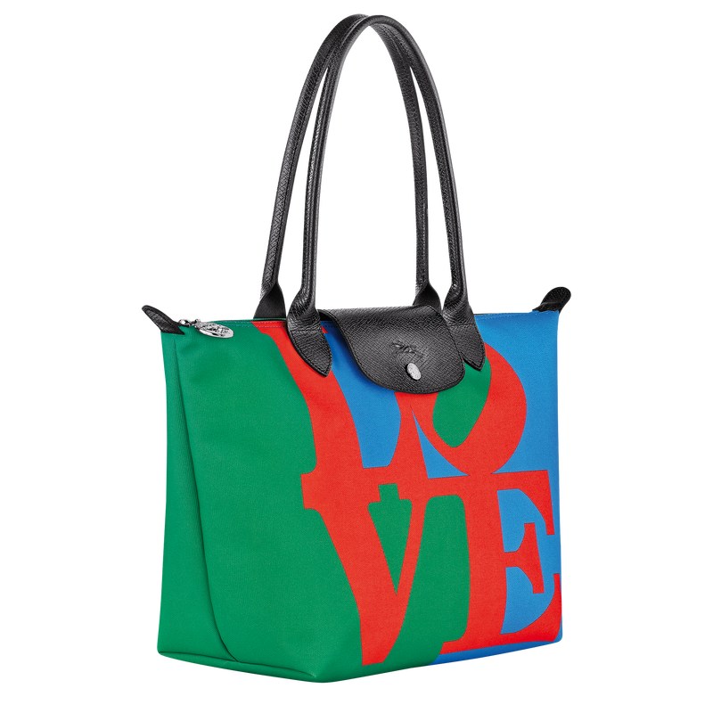 Longchamp Longchamp x Robert Indiana M Tote bag - Canvas Red/Navy | 4923-FAWDX