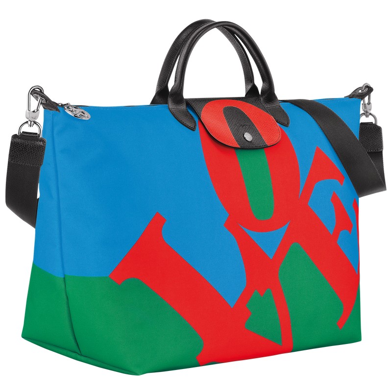 Longchamp Longchamp x Robert Indiana Travel bag - Canvas Red/Navy | 3759-DAMWL