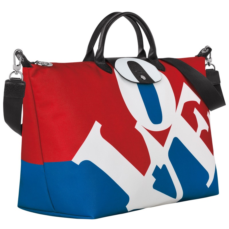 Longchamp Longchamp x Robert Indiana Travel bag - Canvas Beyaz | 2194-GMXPK