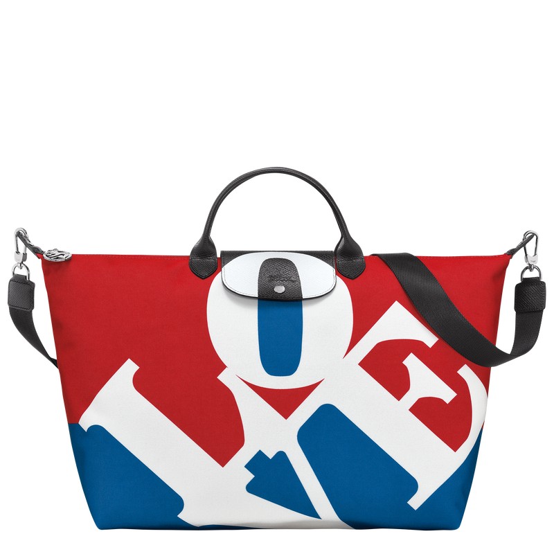 Longchamp Longchamp x Robert Indiana Travel bag - Canvas Beyaz | 2194-GMXPK