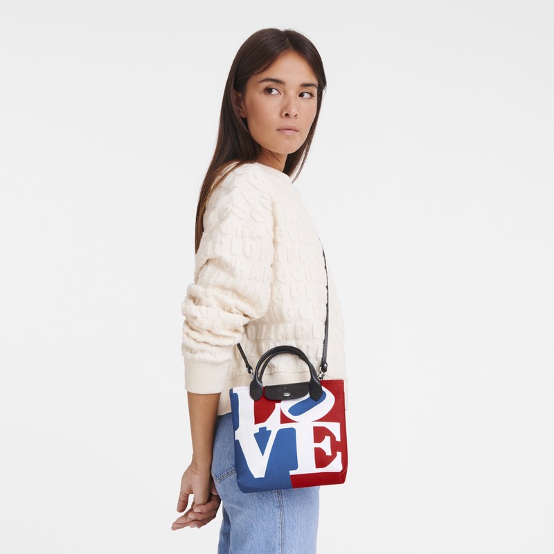 Longchamp Longchamp x Robert Indiana XS Crossbody bag - Canvas Beyaz | 3842-EYWAZ