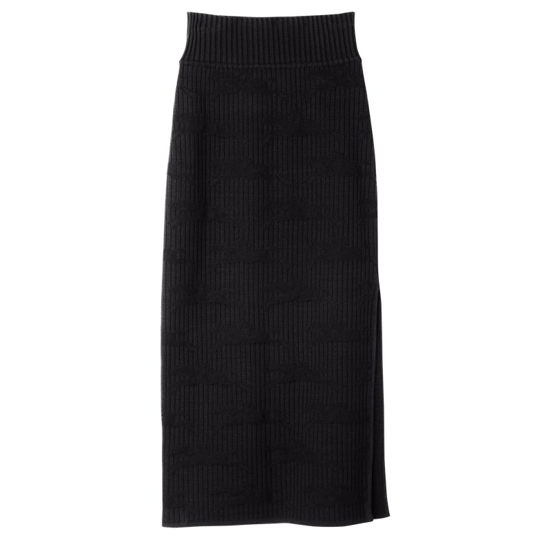 Longchamp Midi skirt - Knit Siyah | 0489-QKBWI