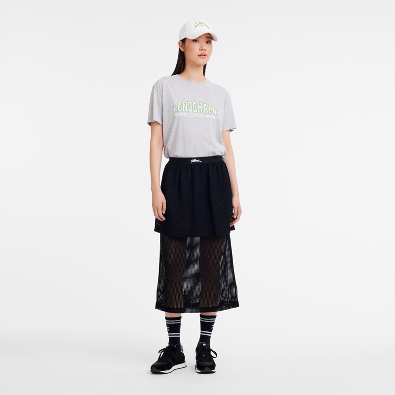 Longchamp Midi skirt - Mesh Siyah | 0124-ABEHL