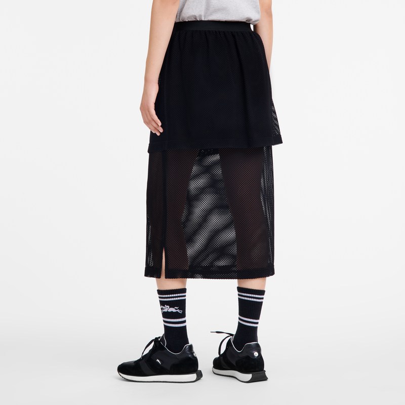 Longchamp Midi skirt - Mesh Siyah | 0124-ABEHL