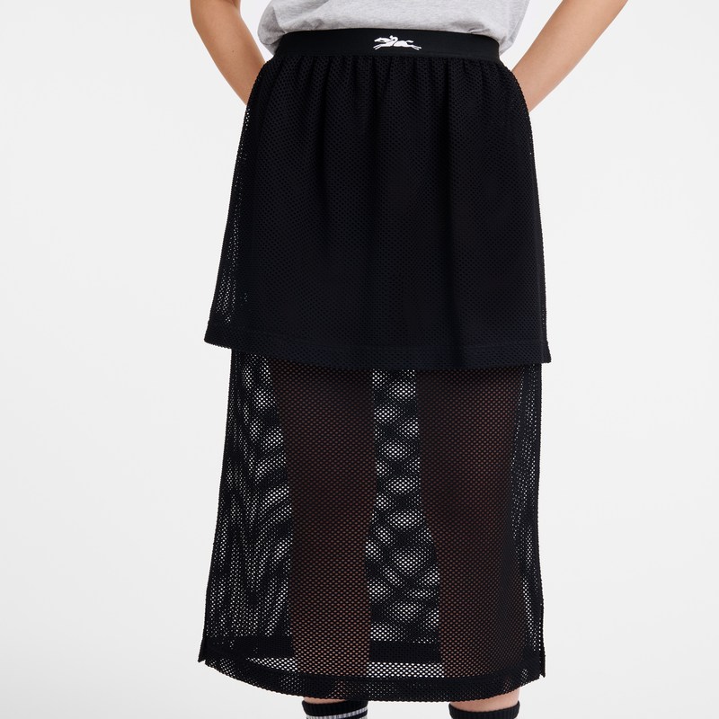 Longchamp Midi skirt - Mesh Siyah | 0124-ABEHL