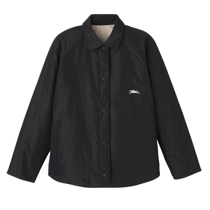 Longchamp Padded blouson - Technical taffeta Black/Mahogany | 7091-SMFDV