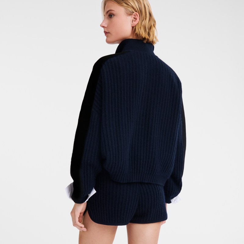 Longchamp Polo collar jumper - Knit Lacivert | 7486-DOEQC