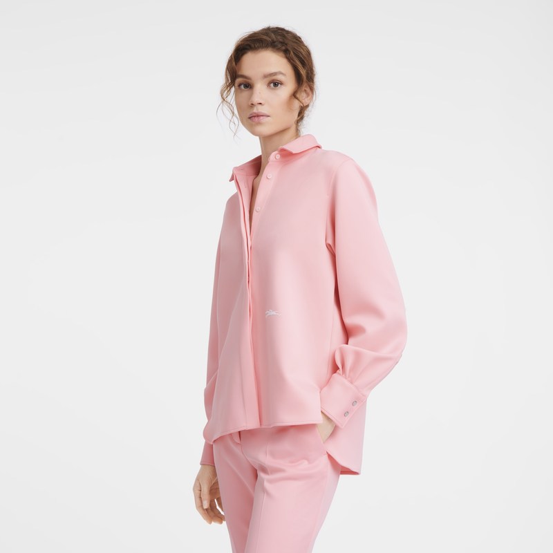 Longchamp Shirt - Jersey Pembe | 4821-UROIH