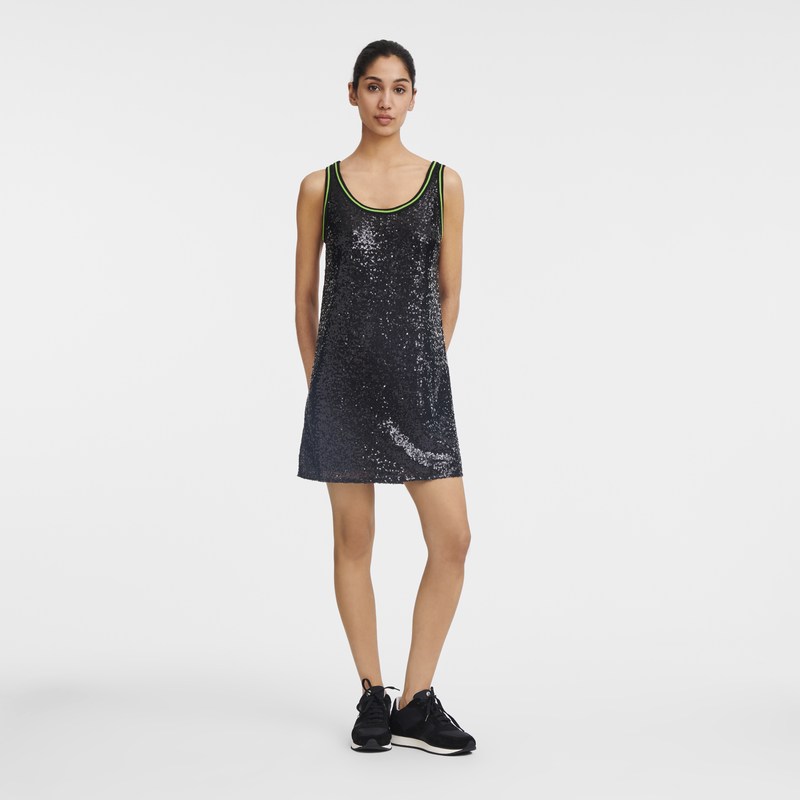 Longchamp Short dress - Sequin Siyah | 9231-RPOBE