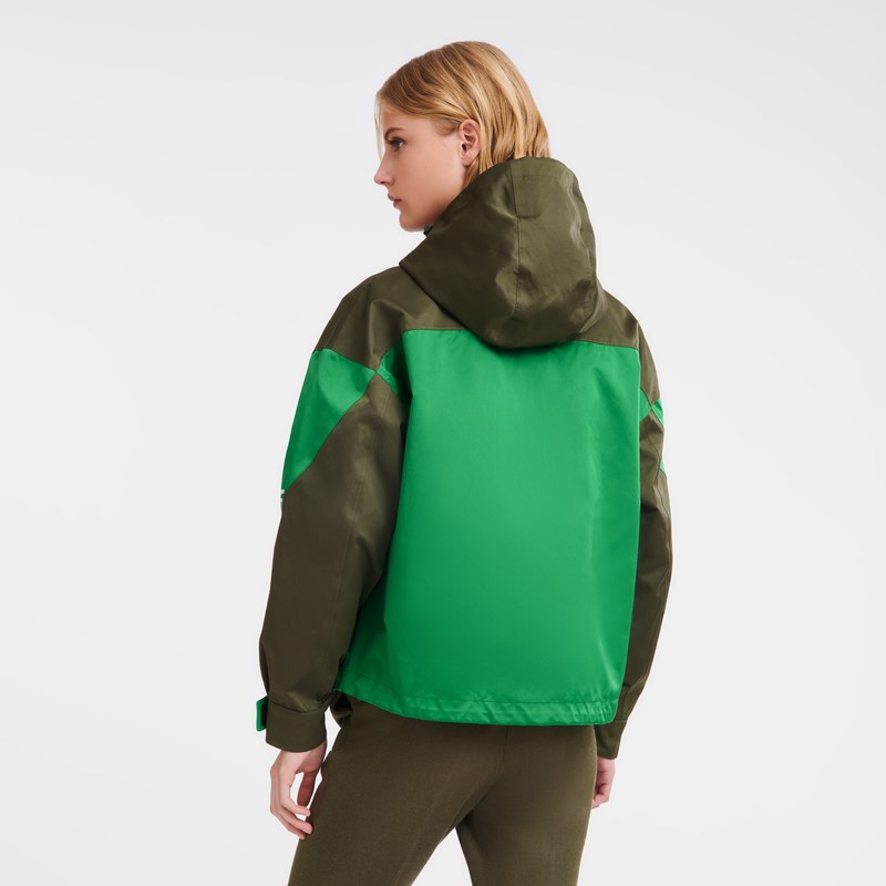 Longchamp Short parka - Technical canvas Khaki/Green | 7085-QMGZO