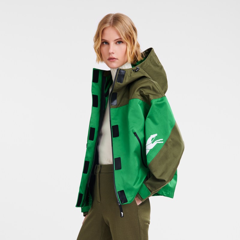 Longchamp Short parka - Technical canvas Khaki/Green | 7085-QMGZO