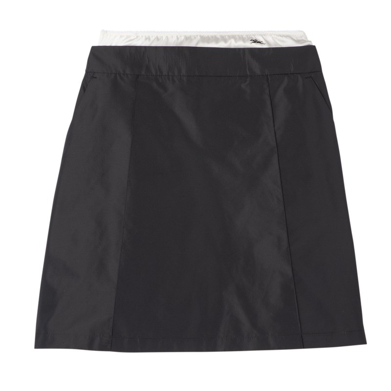 Longchamp Short skirt with belt patch - Technical taffeta Siyah | 2904-RWCYO