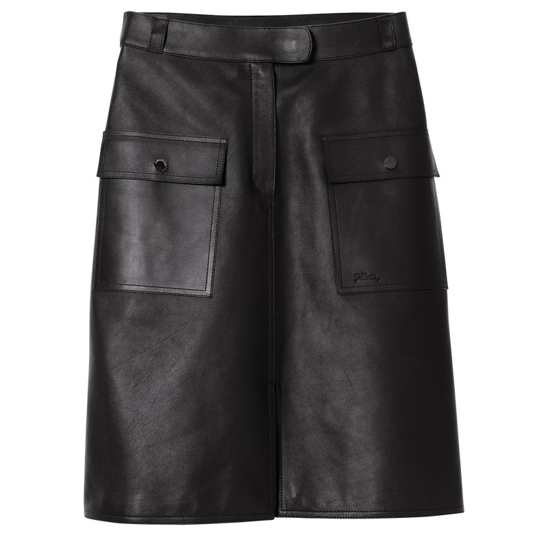 Longchamp Skirt - Lambskin Siyah | 5683-XLNYR