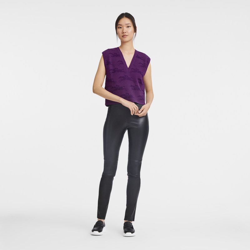 Longchamp Sleeveless sweater - Knit Violet | 8972-DHQYV