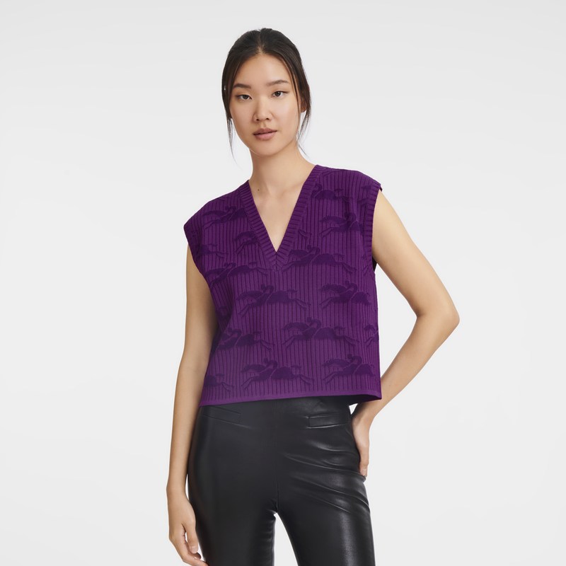 Longchamp Sleeveless sweater - Knit Violet | 8972-DHQYV