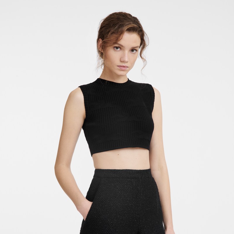 Longchamp Sleeveless top - Knit Siyah | 2180-FRYPG